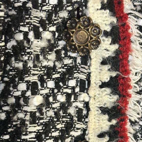 Zara Bloggers Favorite Black & White/Red Tweed Textured Lady 3 Button Blazer, S - Picture 13 of 14